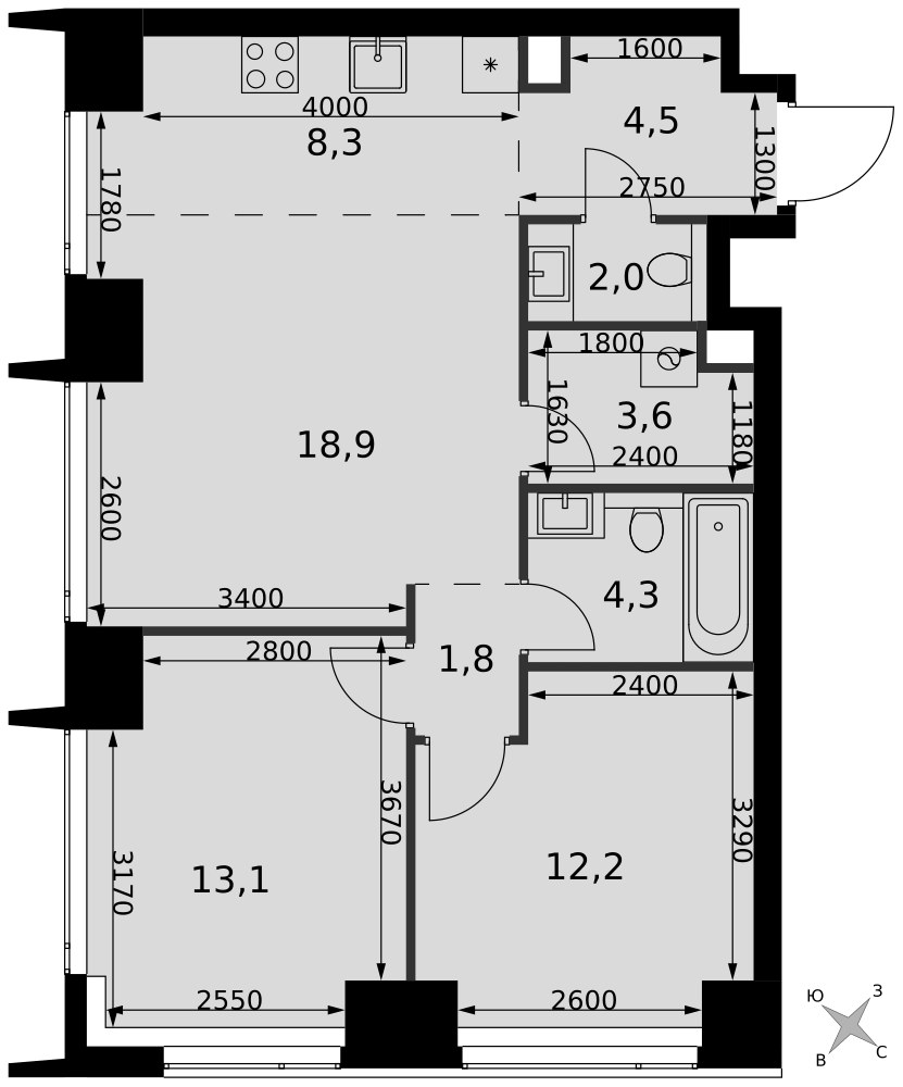 Планировка 68.7 м²