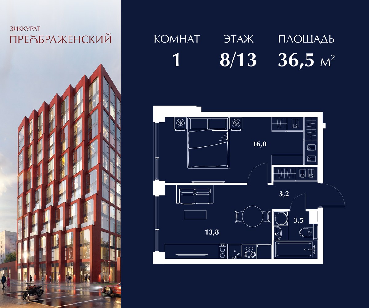 Планировка 36.5 м²