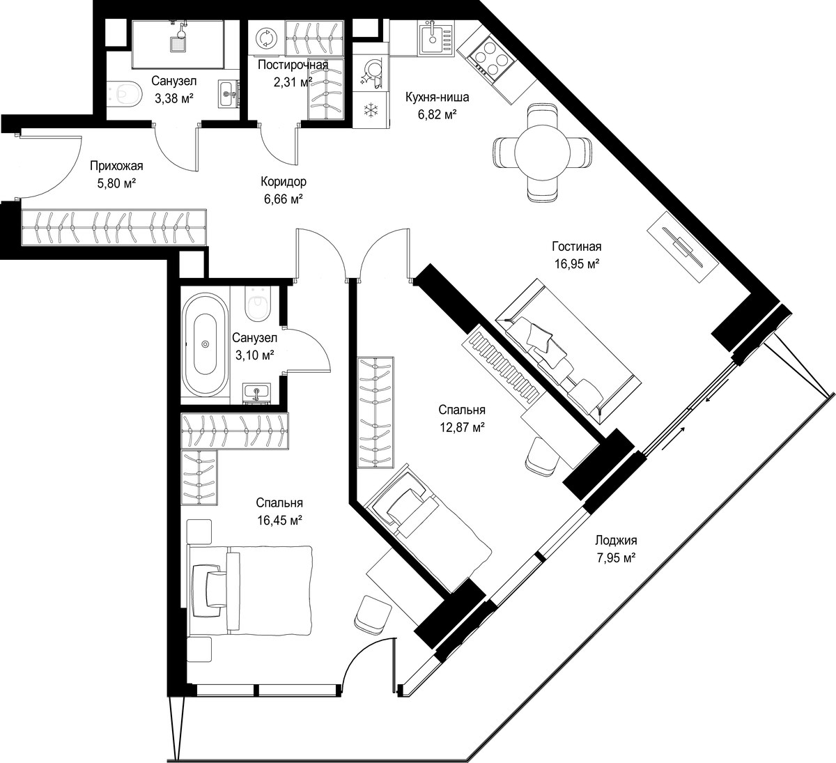 Планировка 82.29 м²