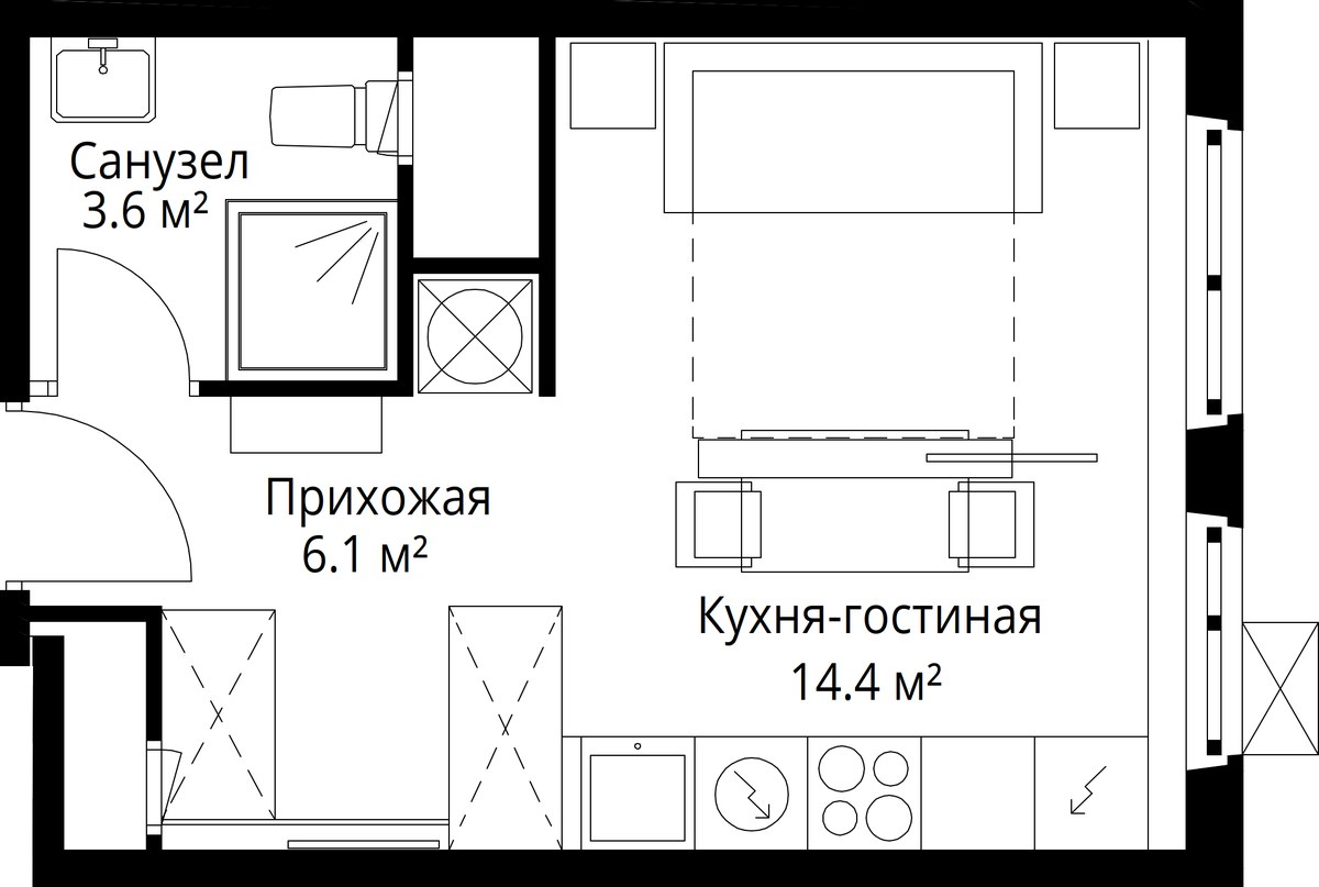 Планировка 24.1 м²