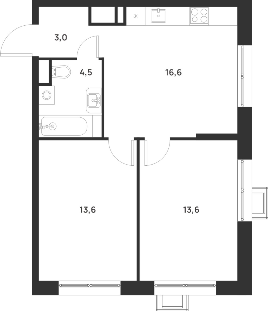 Планировка 51.3 м²