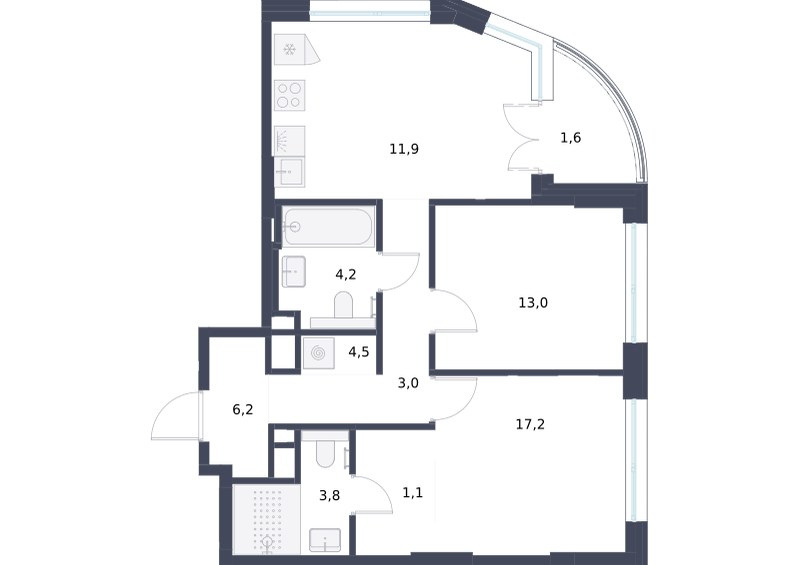 Планировка 66.5 м²