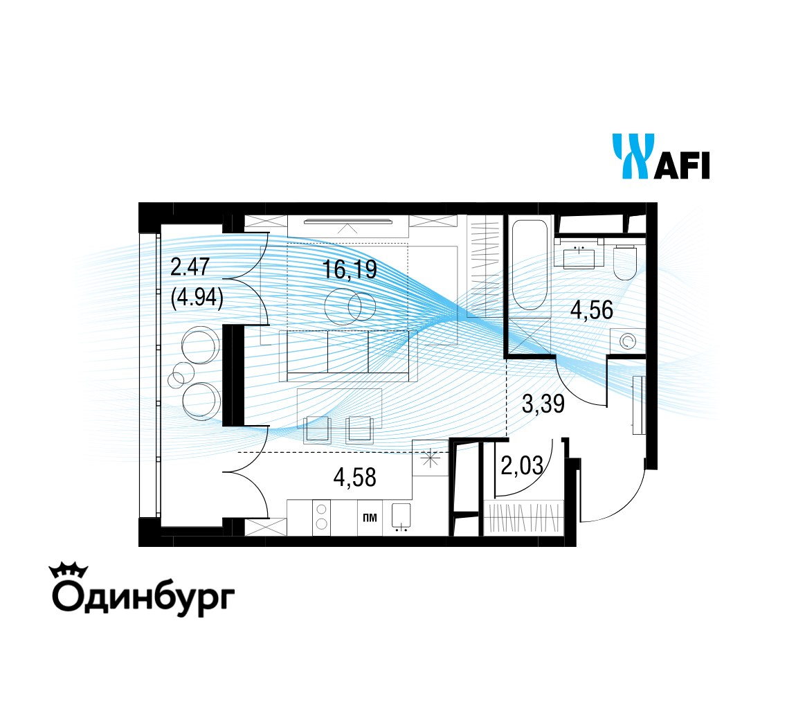 Планировка 33.15 м²