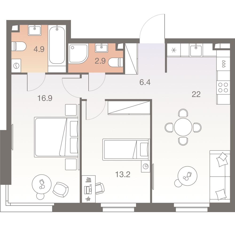 Планировка 66.5 м²