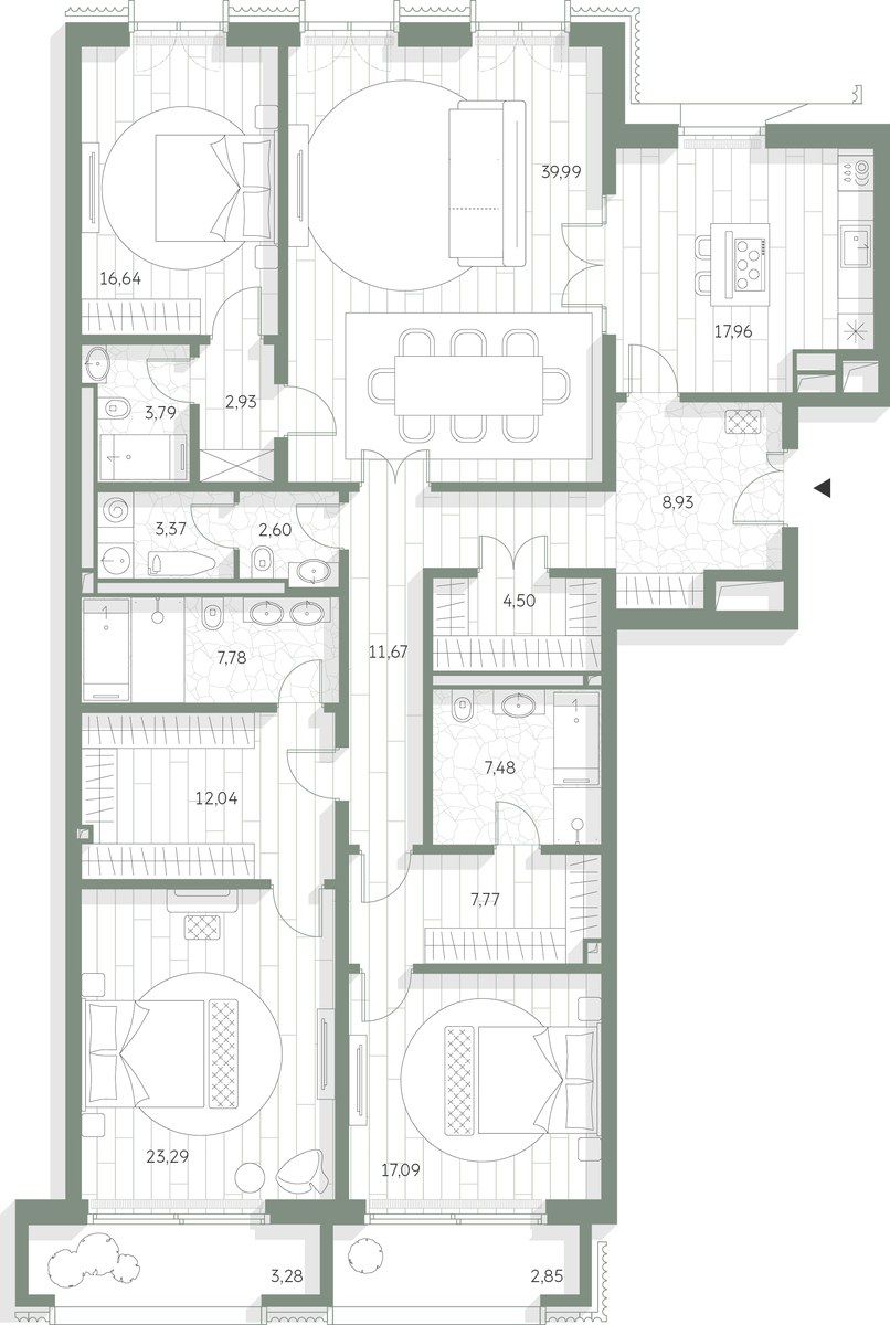 Планировка 193.96 м²