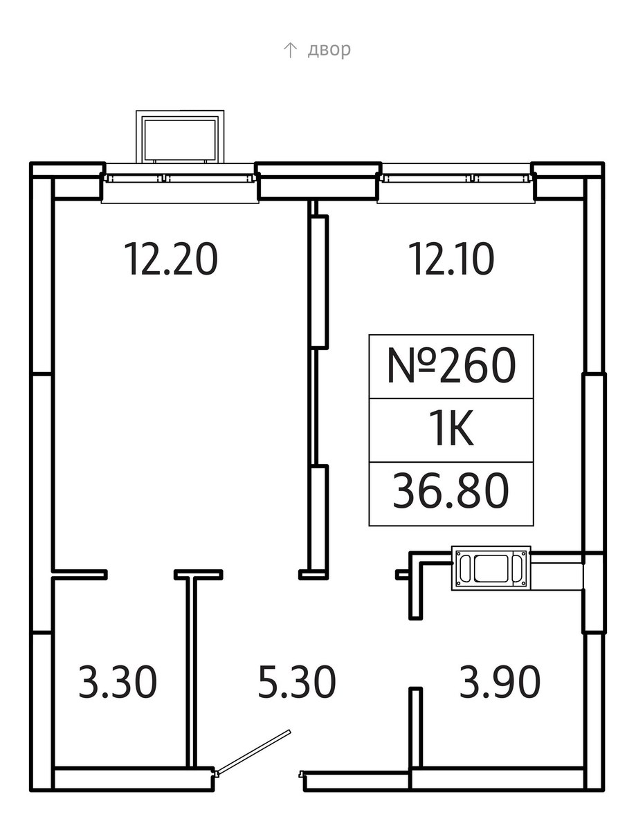 Планировка 36.8 м²