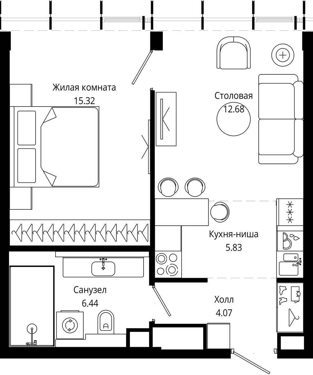 Планировка 44.0 м²