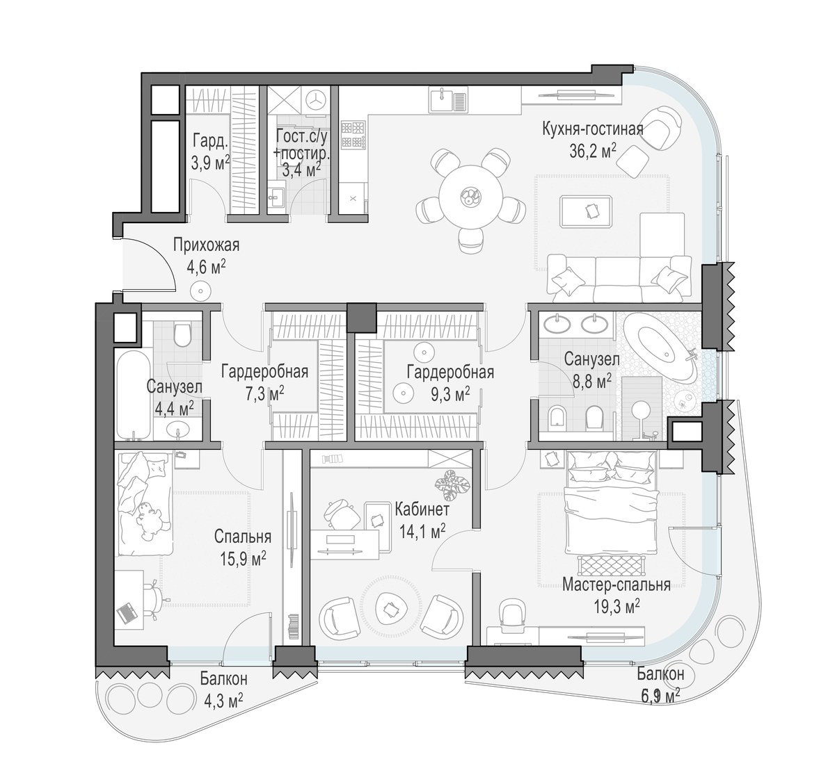 Планировка 130.2 м²