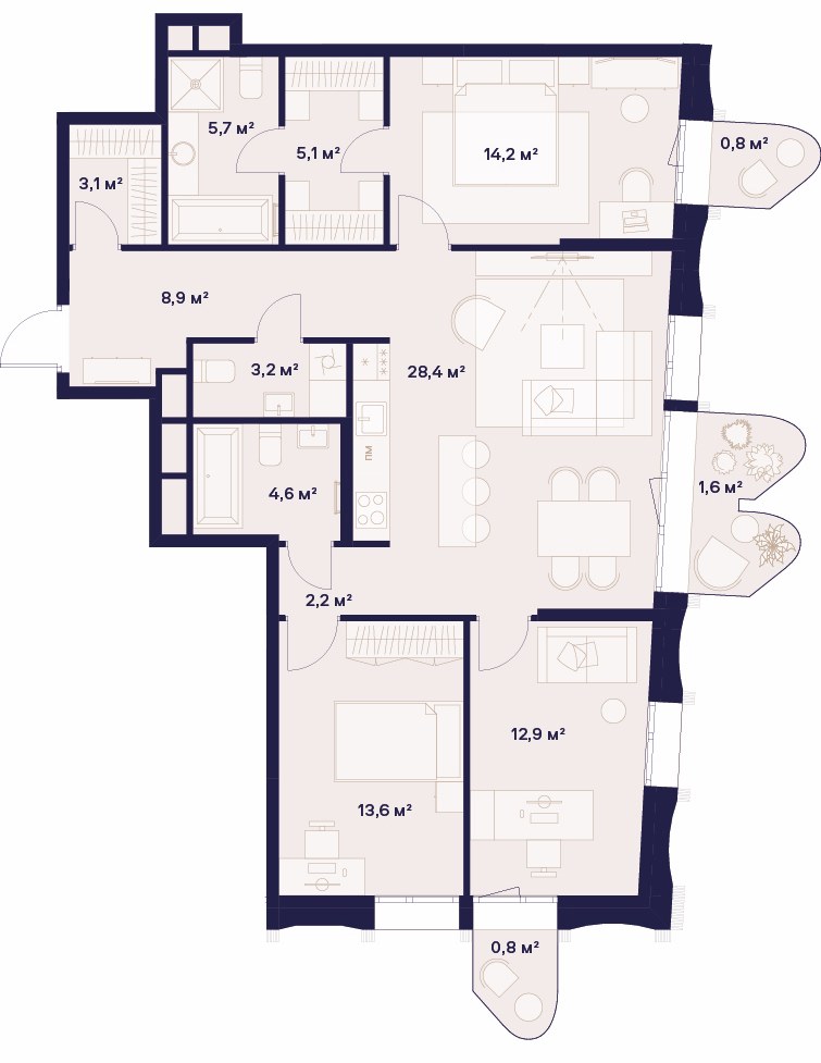 Планировка 105.1 м²
