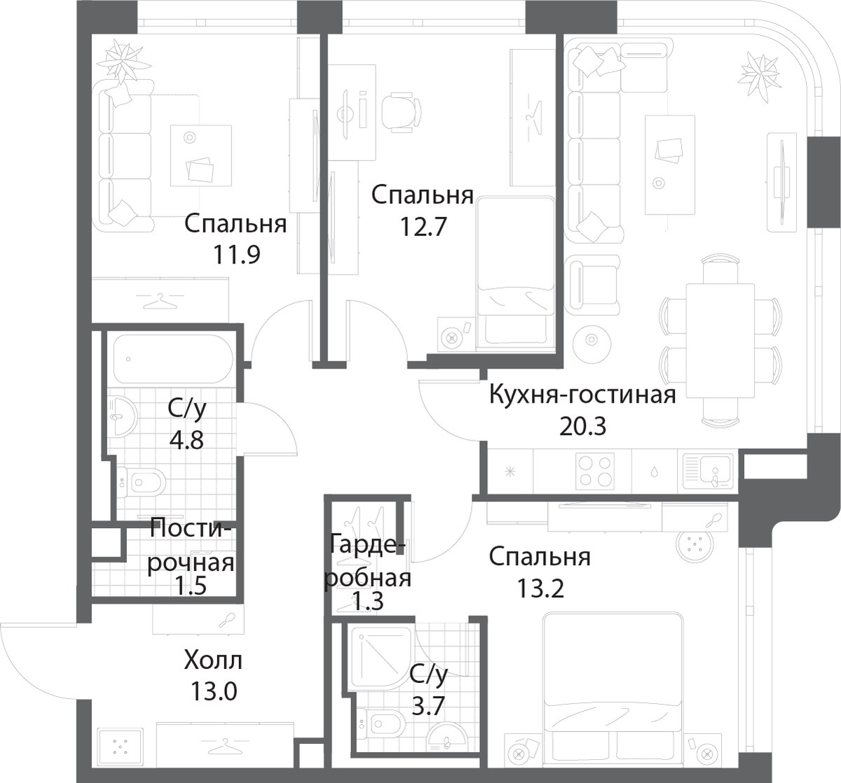 Планировка 82.2 м²