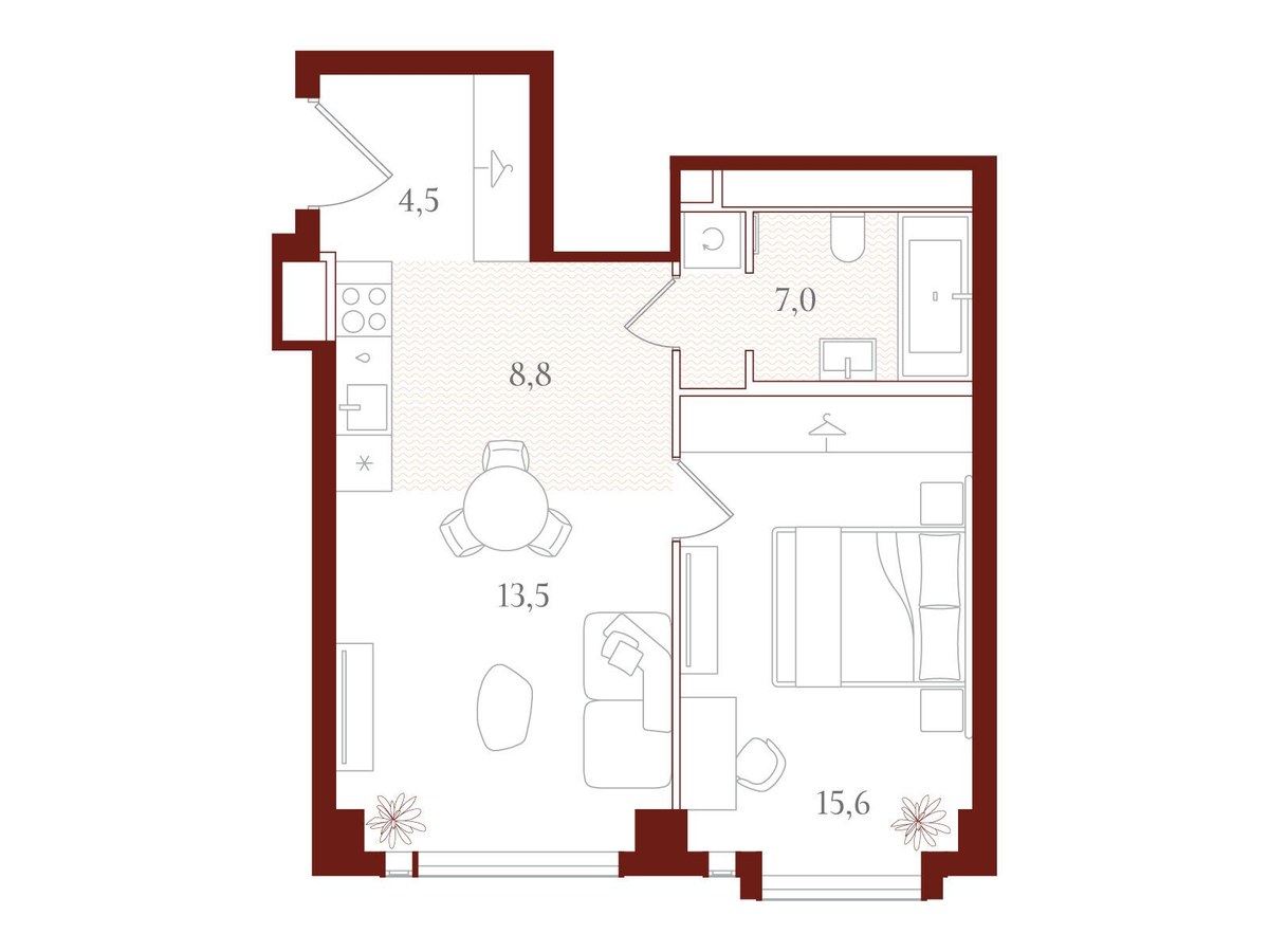 Планировка 49.4 м²