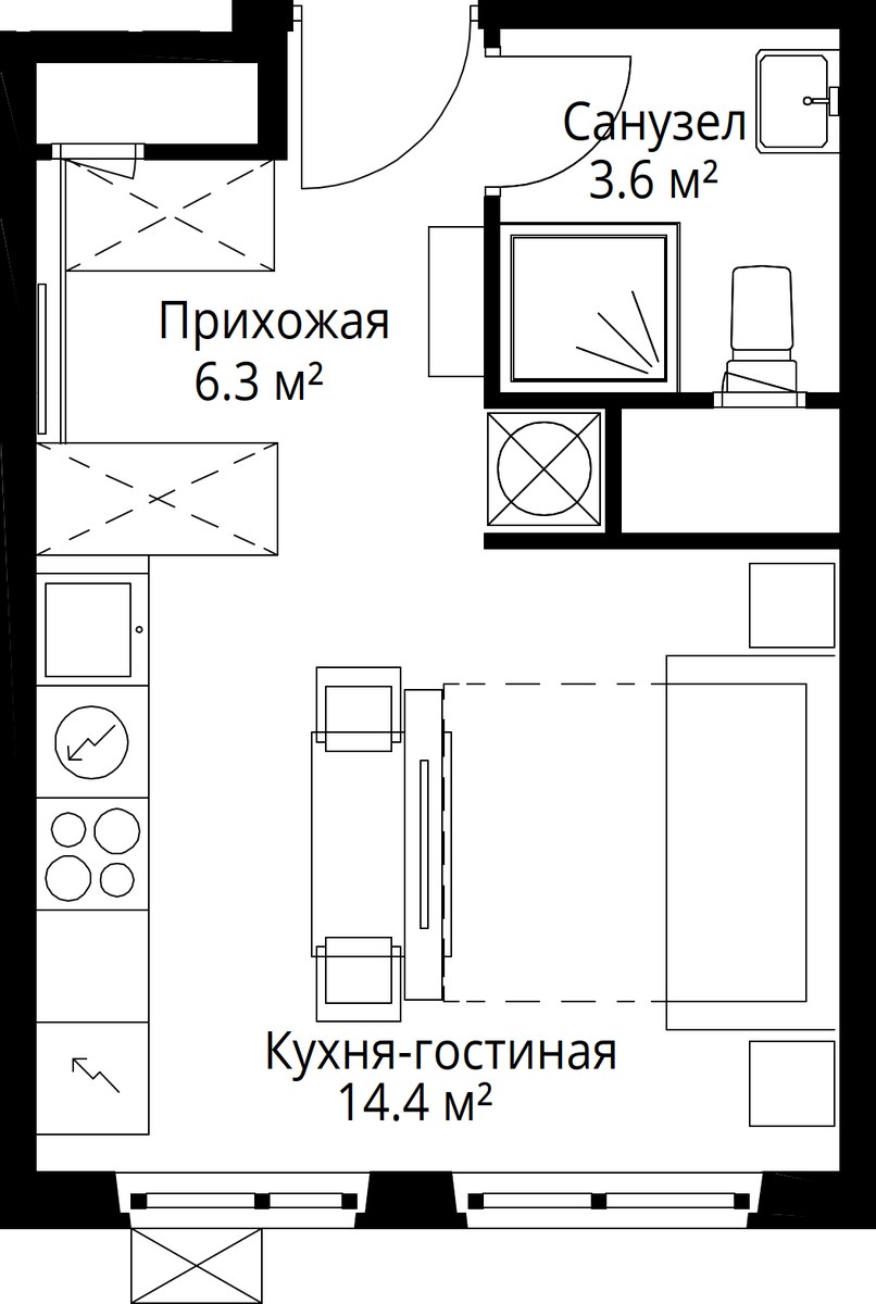 Планировка 24.3 м²
