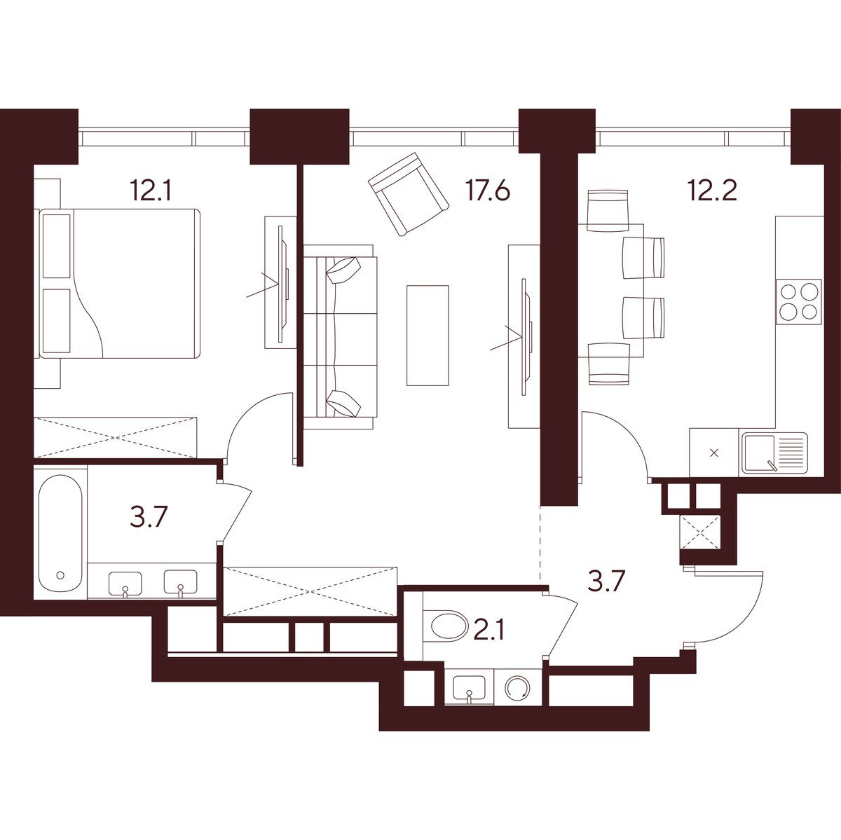 Планировка 51.4 м²