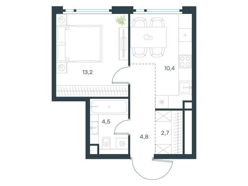 Планировка 35.6 м²