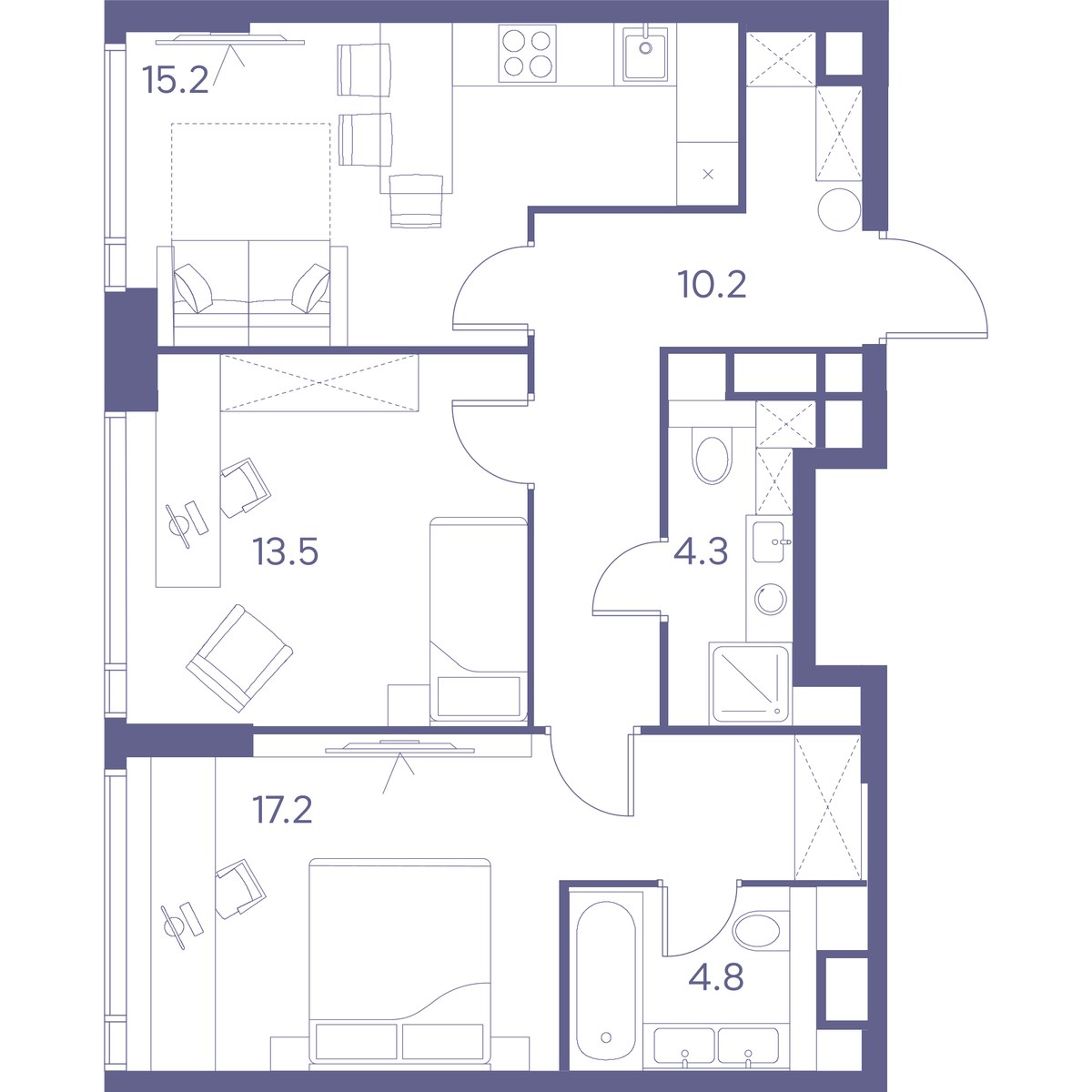 Планировка 65.2 м²