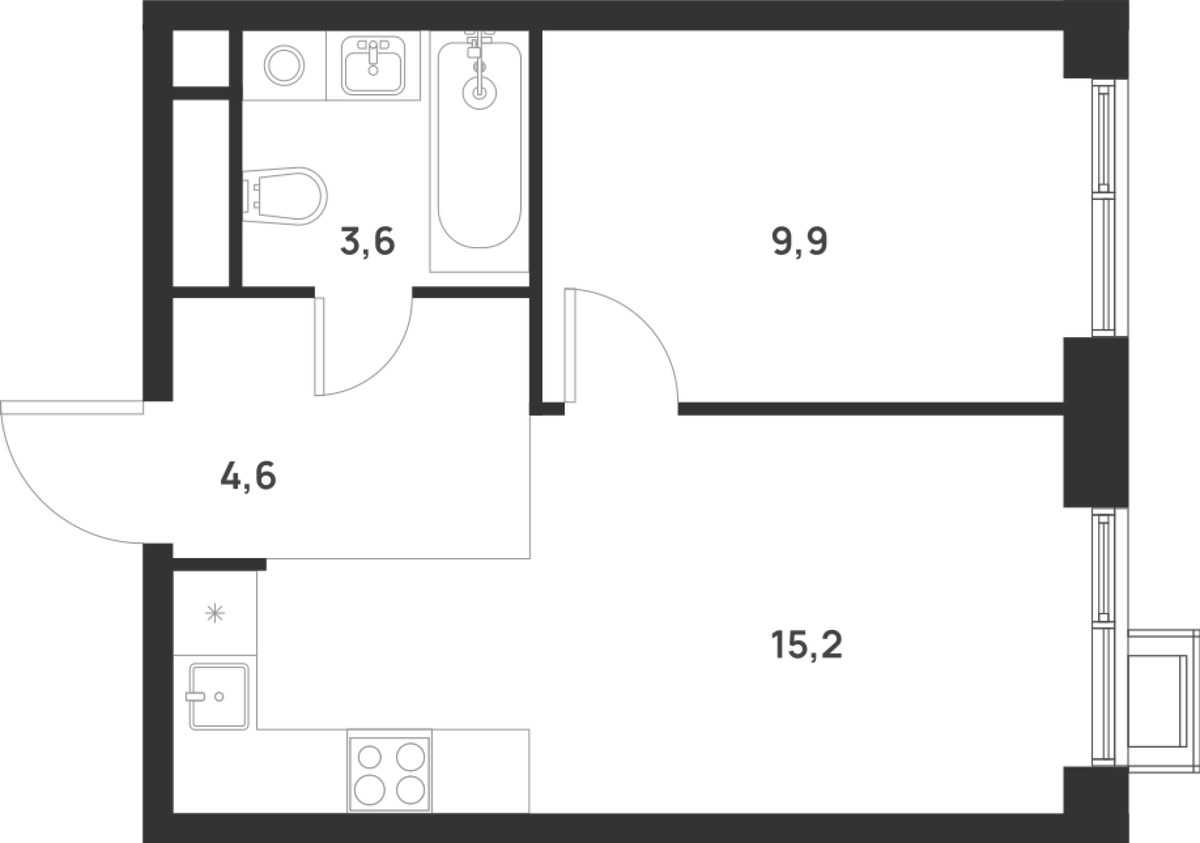 Планировка 33.3 м²