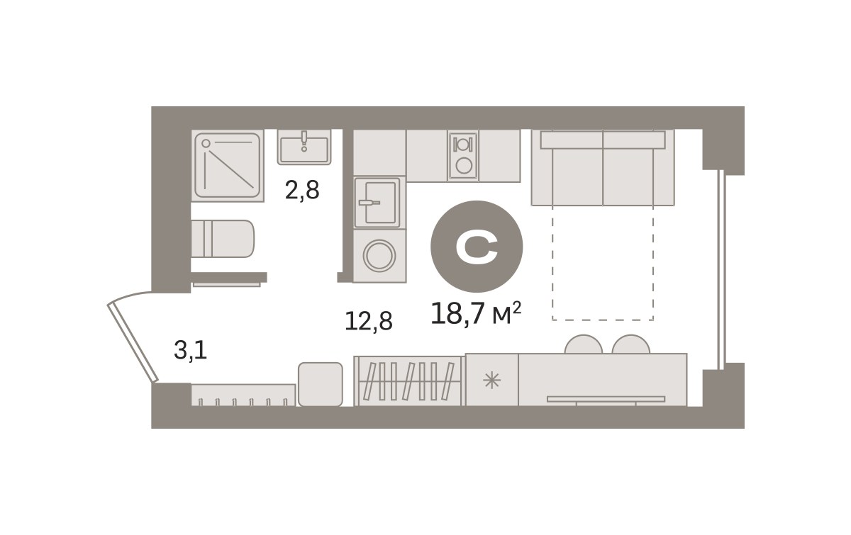 Планировка 18.66 м²