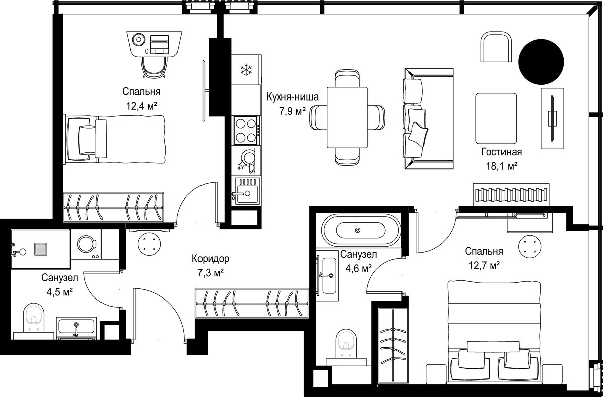 Планировка 67.5 м²