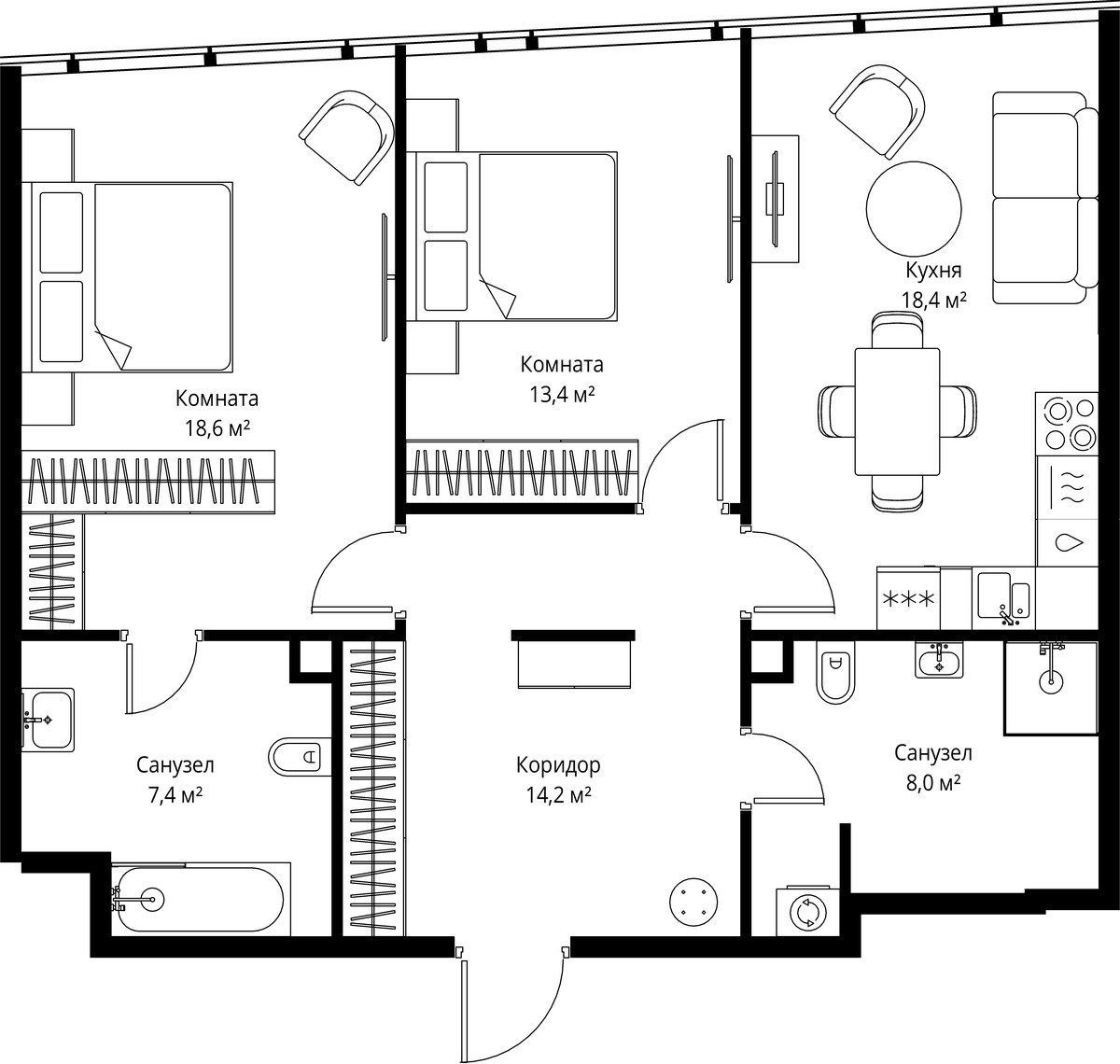 Планировка 80.0 м²