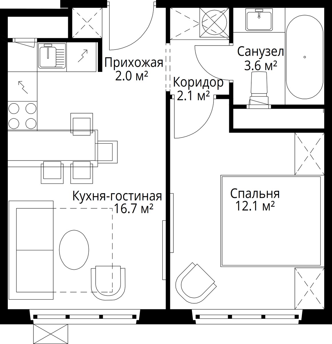Планировка 36.5 м²