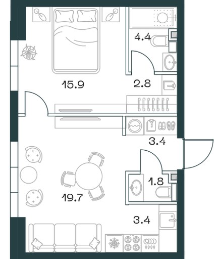 Планировка 51.9 м²