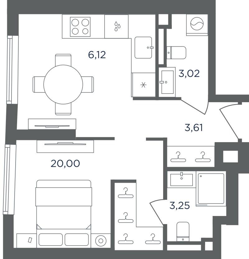 Планировка: 1-комнатная, 36.0 м²