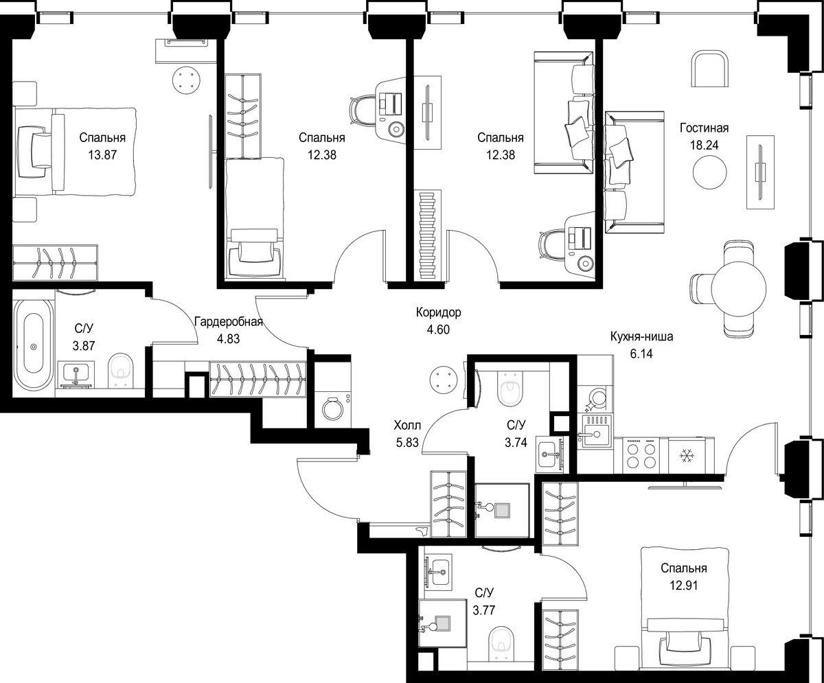 Планировка 102.56 м²