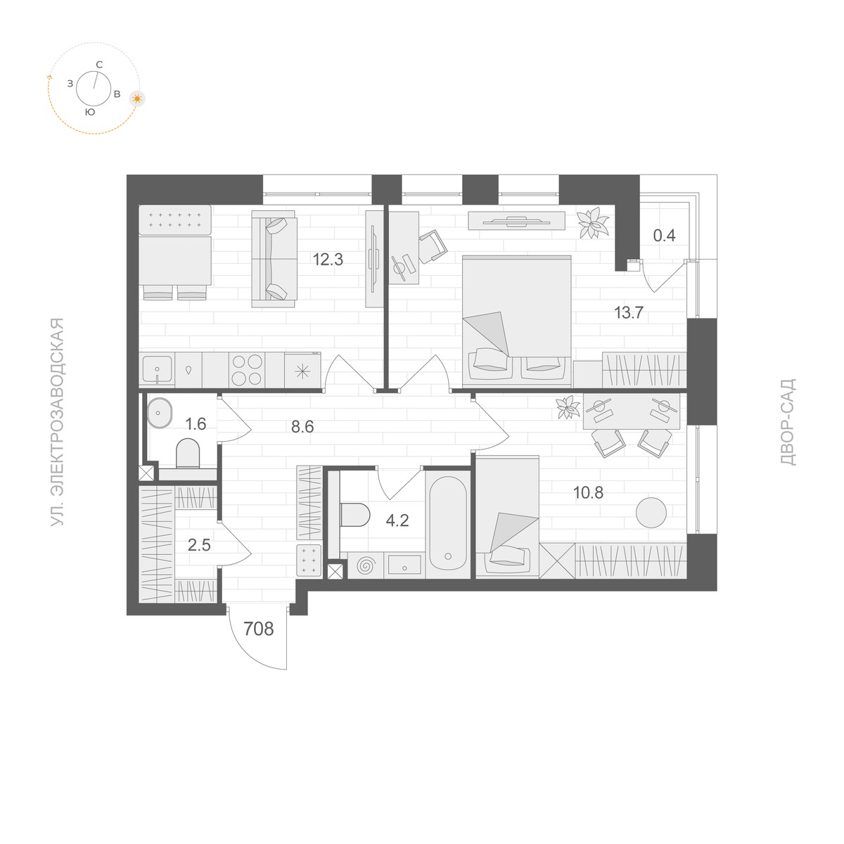 Планировка 53.9 м²