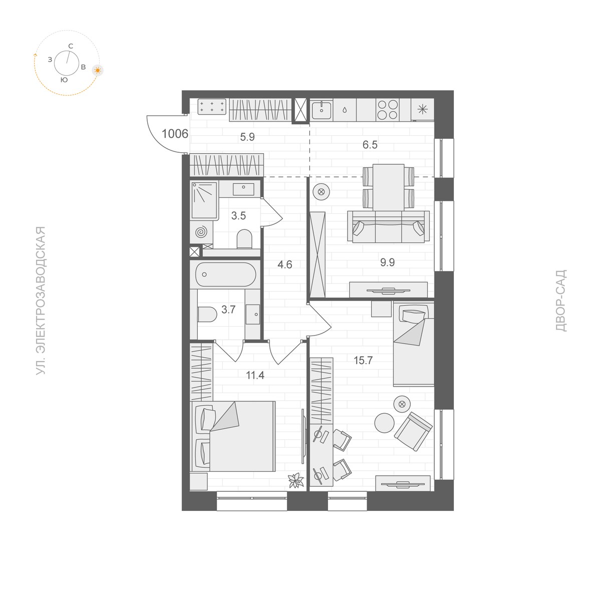 Планировка 61.2 м²