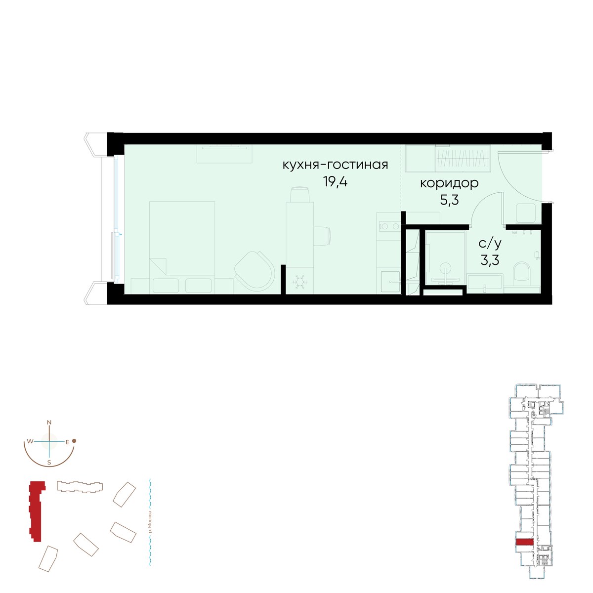 Планировка 28.0 м²