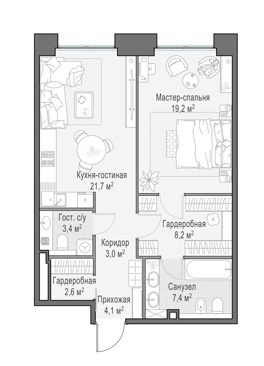 Планировка 69.8 м²