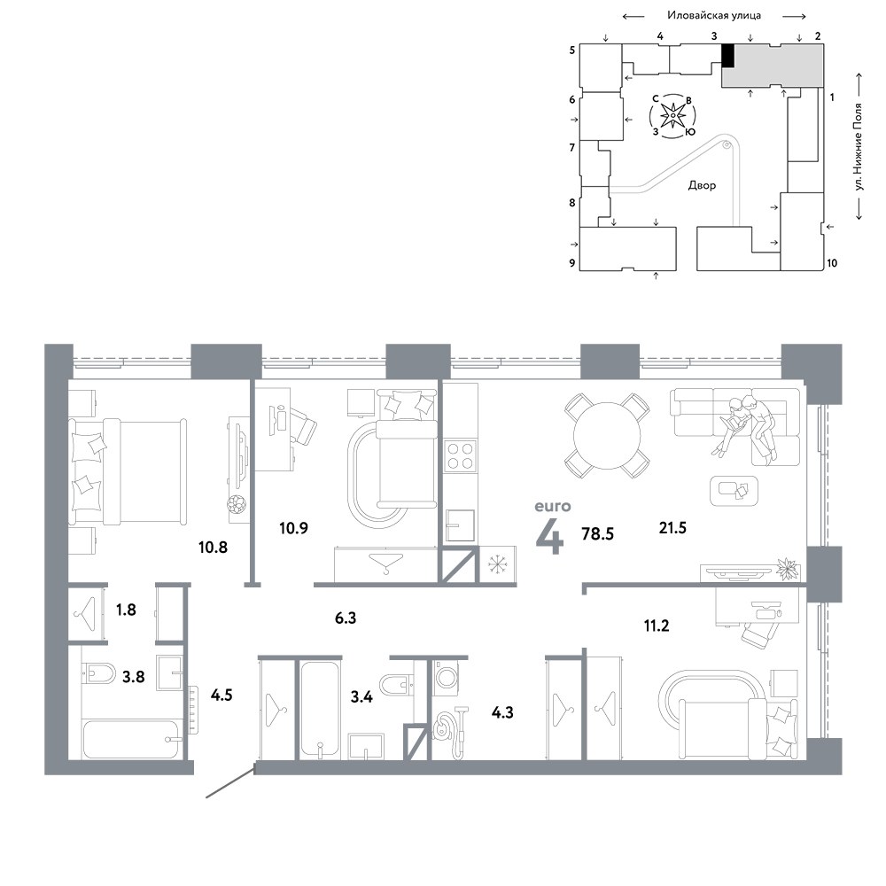 Планировка 78.5 м²