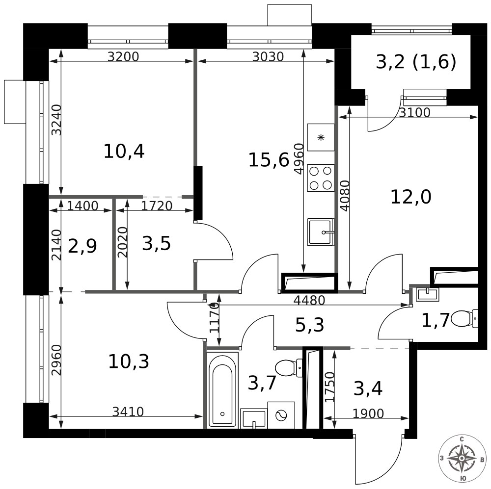 Планировка 70.4 м²