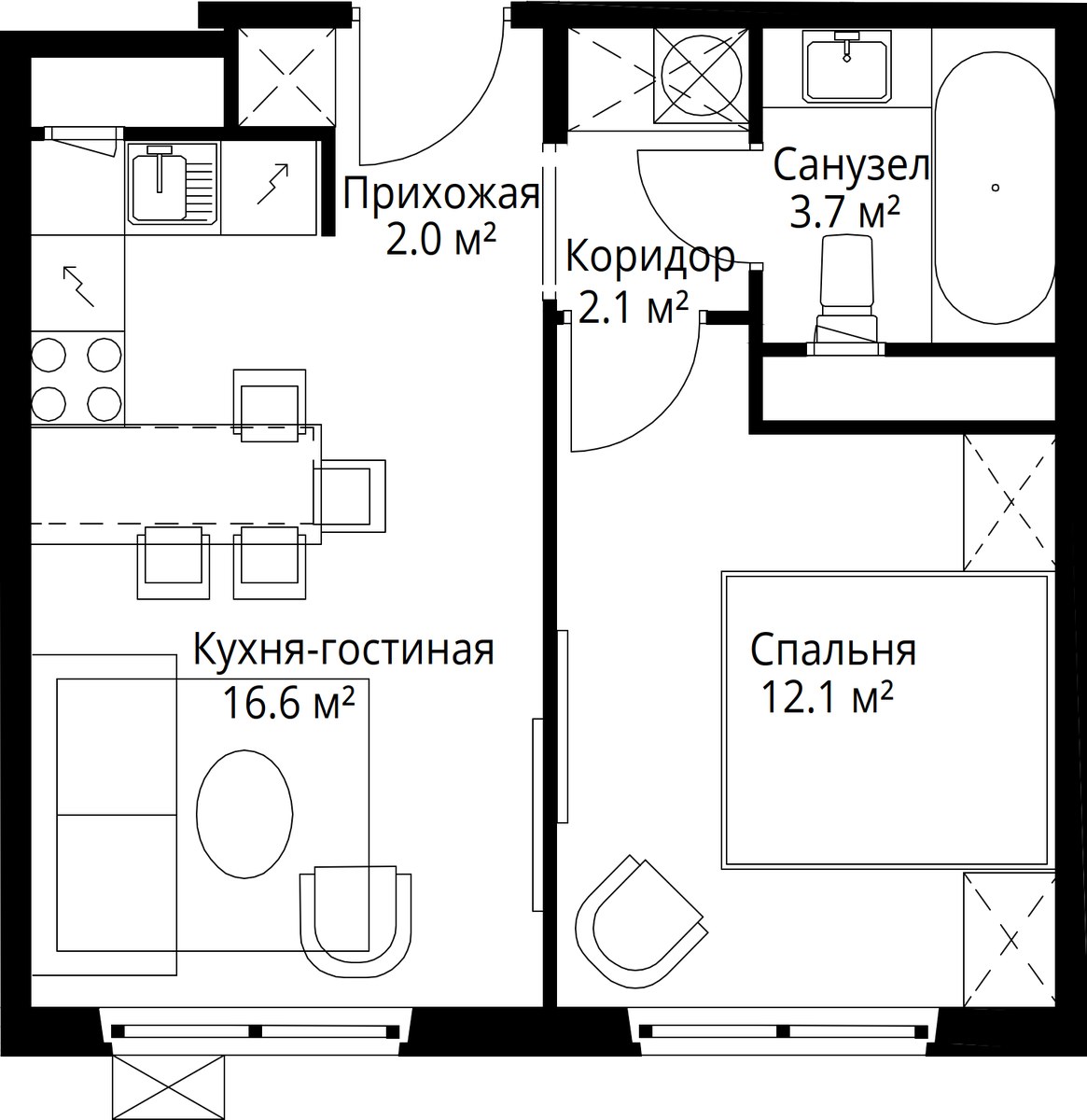 Планировка 36.5 м²