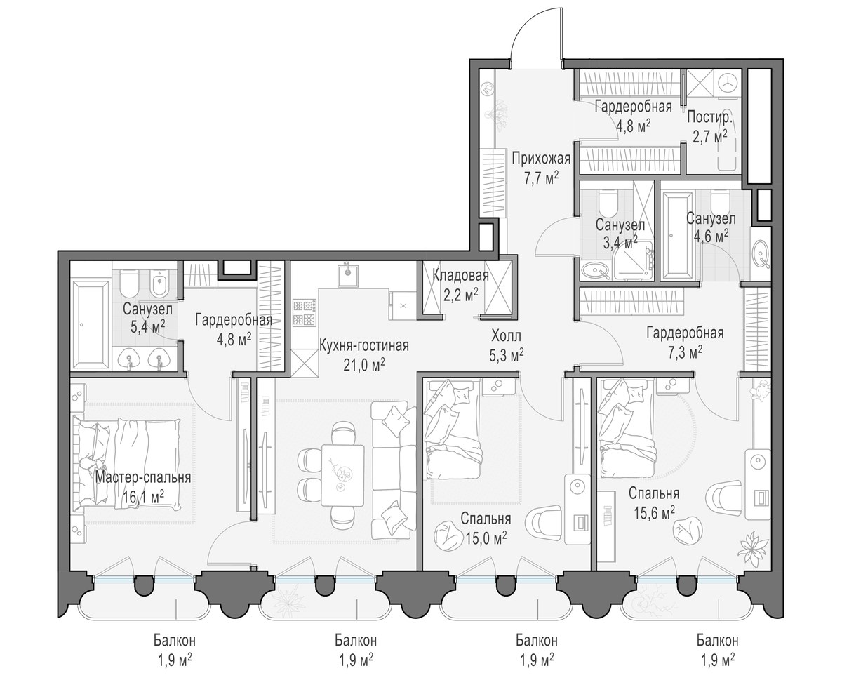 Планировка 119.7 м²