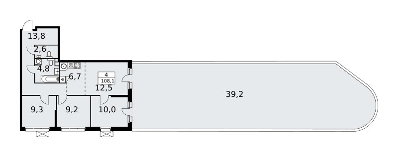 Планировка 107.9 м²
