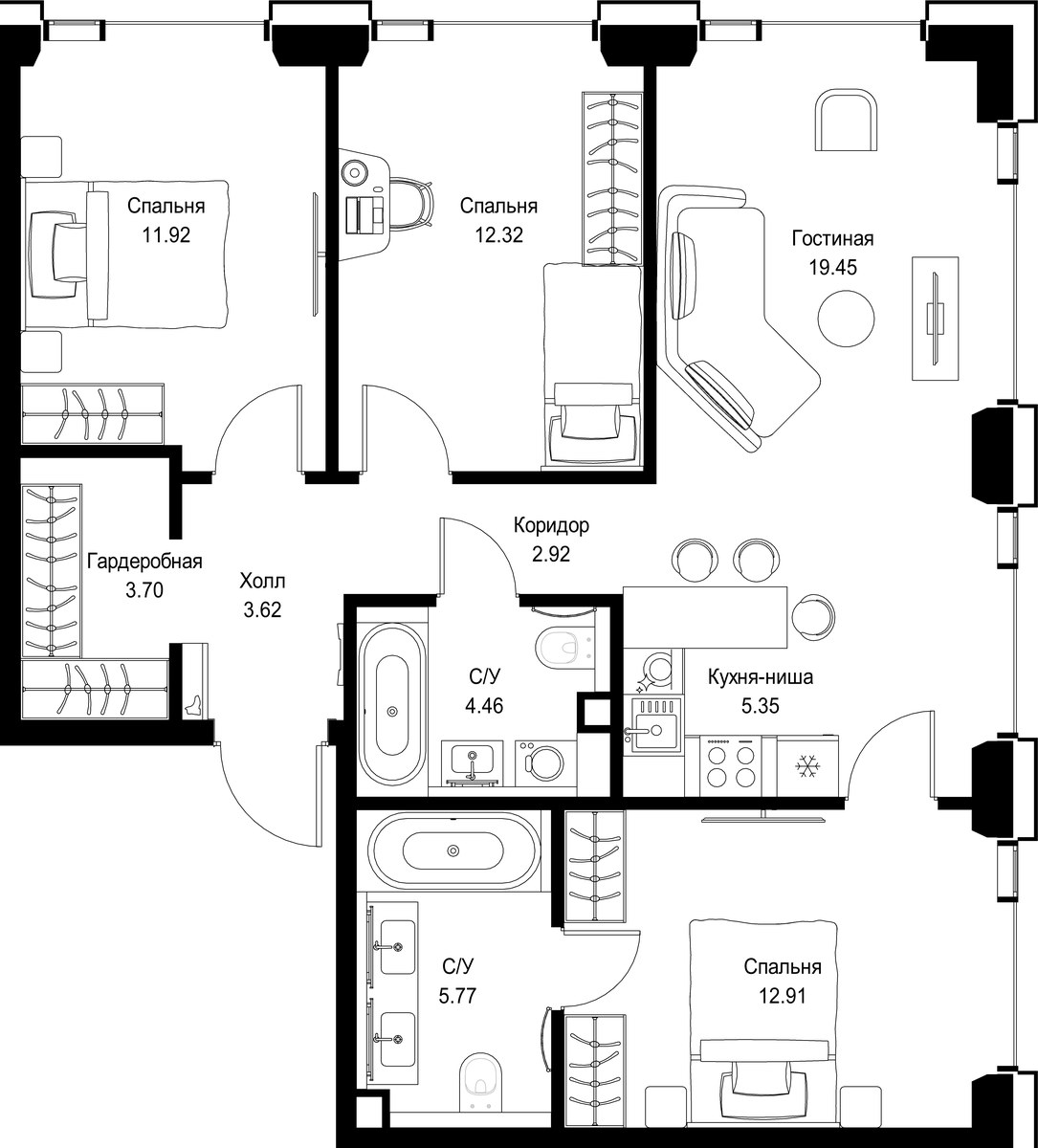Планировка 82.42 м²