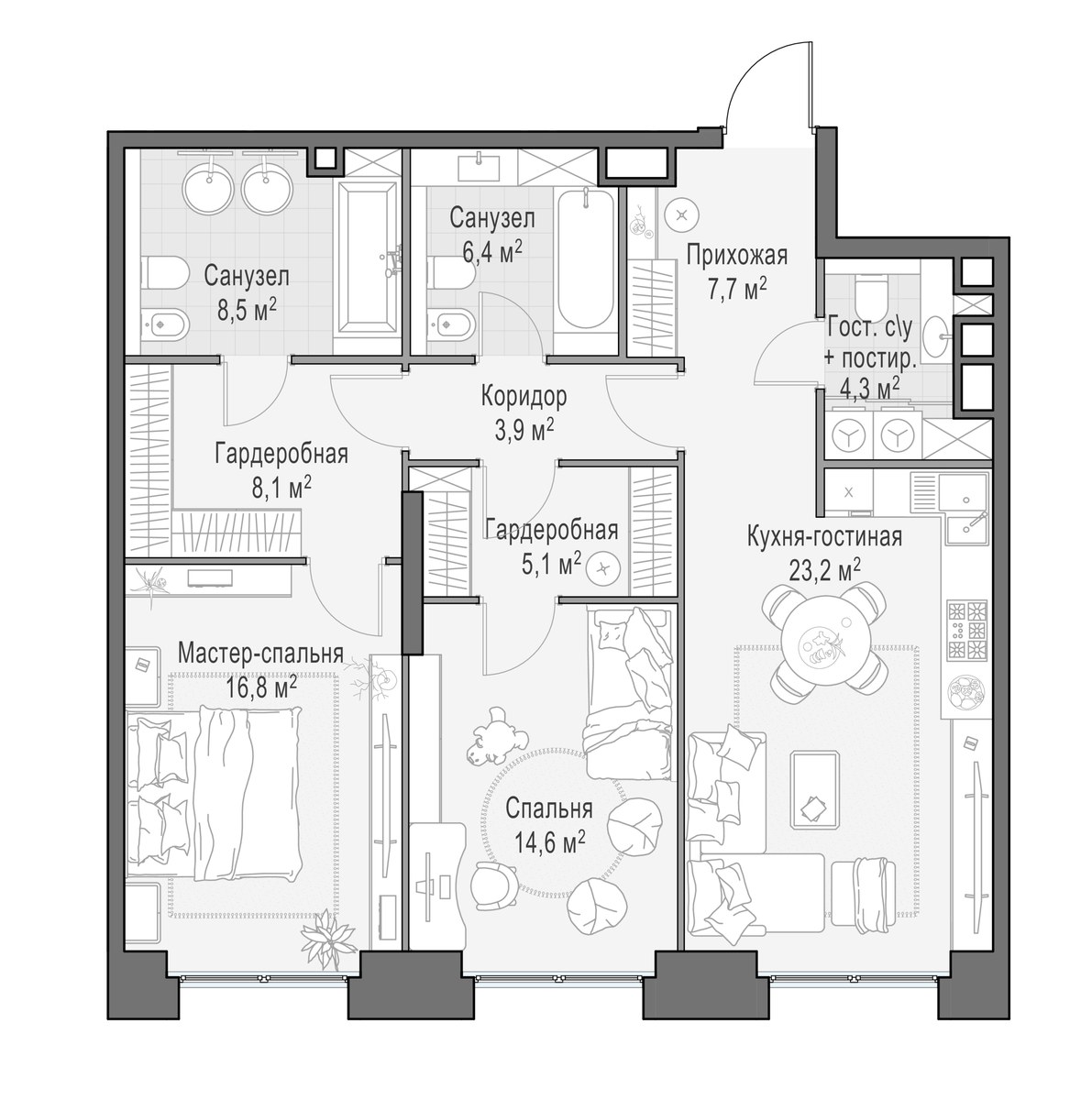 Планировка 99.0 м²
