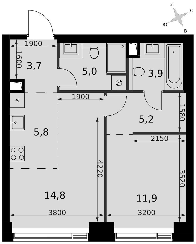 Планировка 50.3 м²