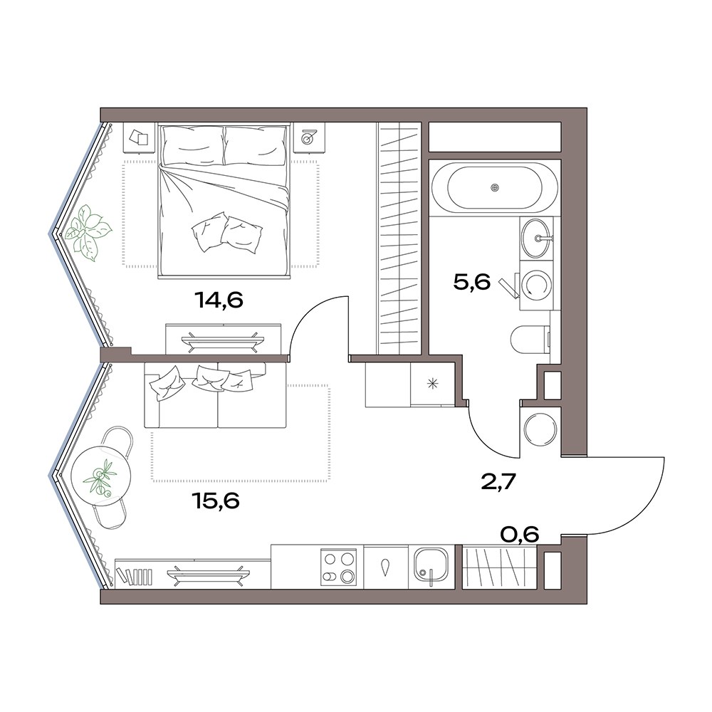 Планировка 39.1 м²