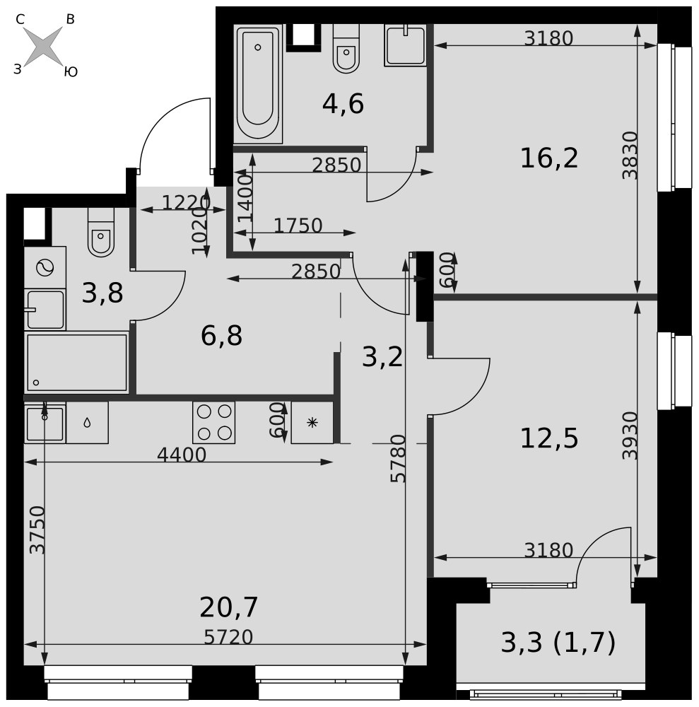 Планировка 69.5 м²