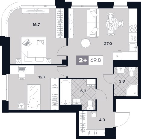 Планировка 69.8 м²