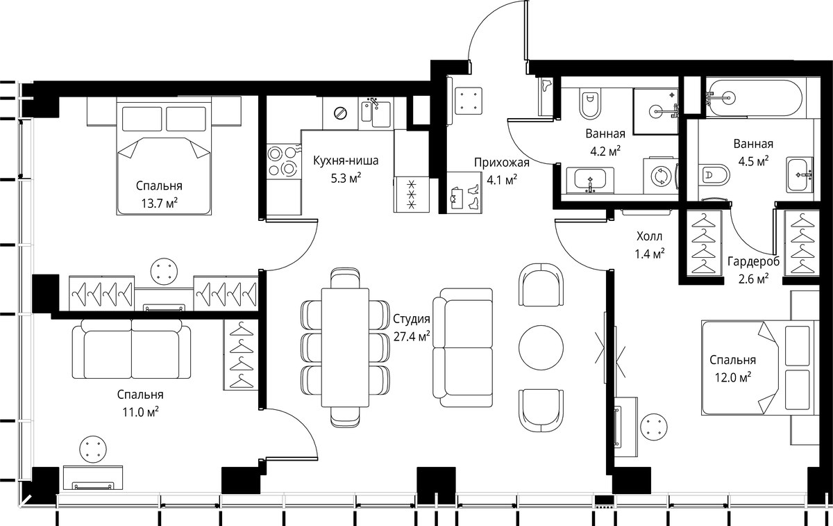 Планировка 86.2 м²