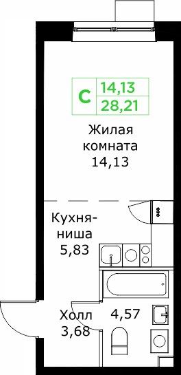 Планировка 28.2 м²