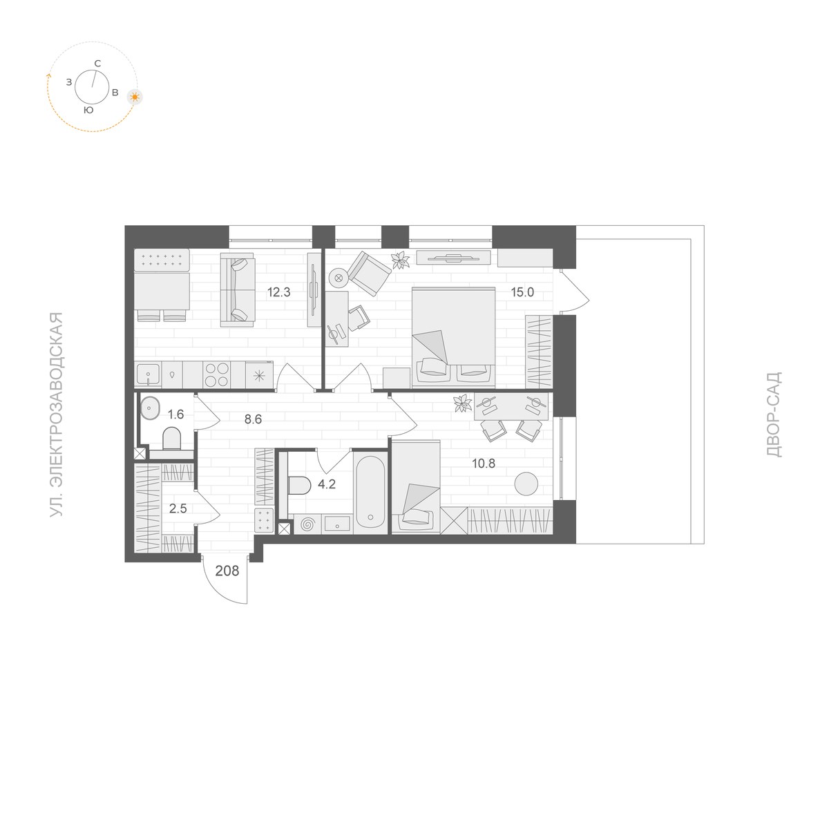 Планировка 55.0 м²