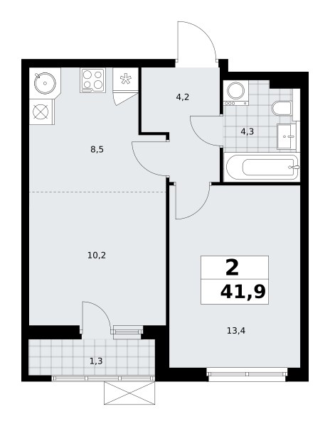 Планировка 42.0 м²