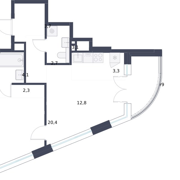 Планировка 52.4 м²
