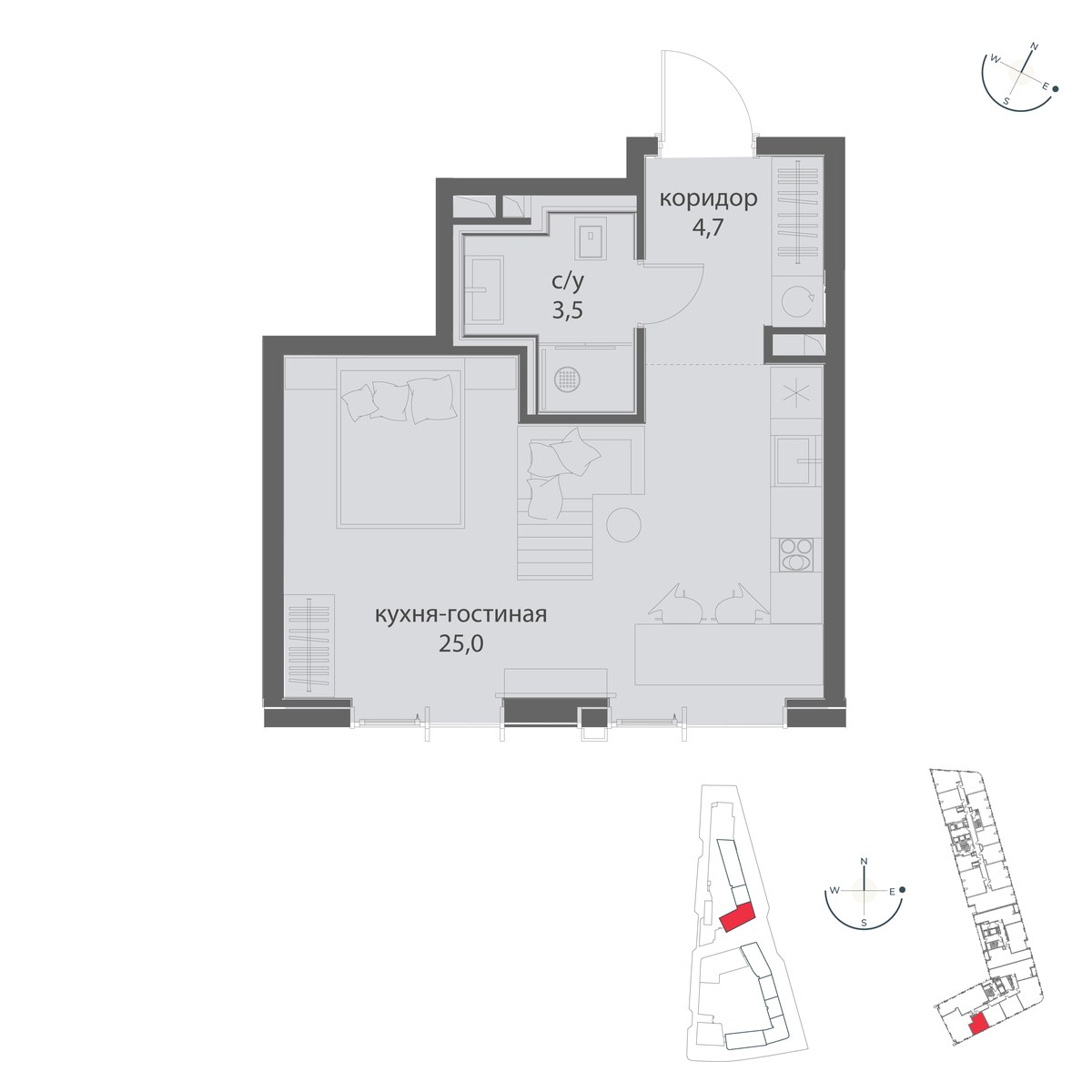 Планировка 33.2 м²