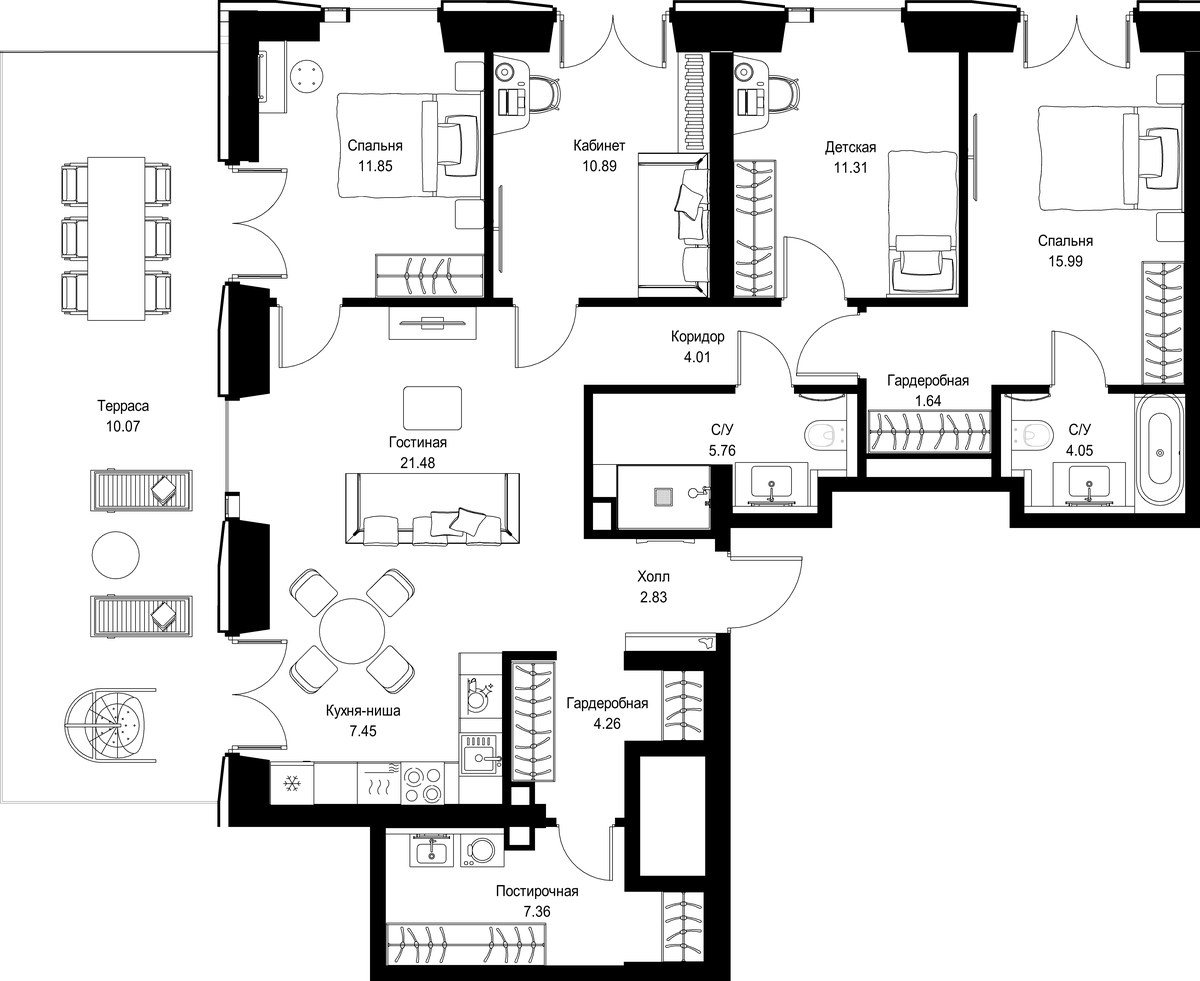 Планировка 120.72 м²