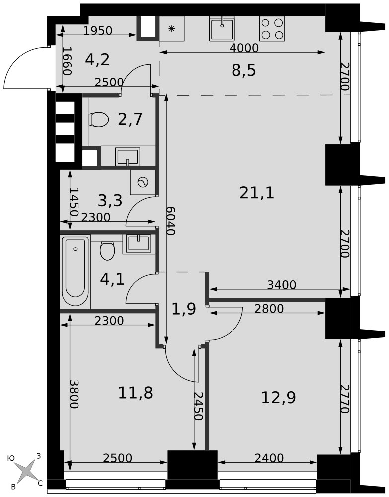 Планировка 70.5 м²
